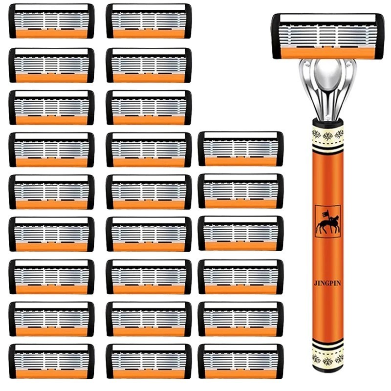 Premium 6-Layer Steel Razor Set for Men - Smooth Shave