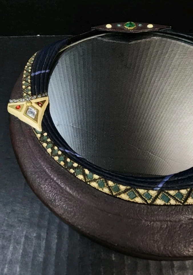 Art Deco Mahogany Princess 678562 Signed Beveled Mirror Rhinestones - Image 2 of 4