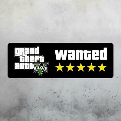 GTA5 WANTED STARS Aluminum Sign 12in x 36in - Gaming Wall Art Video Game Sign