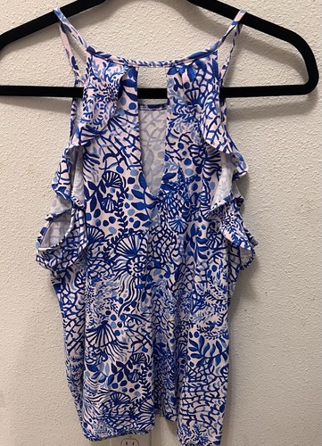 Lilly Pulitzer Billie Top Floral And Seashells Women’s Large - Picture 2 of 7