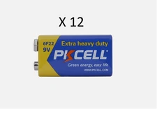 12pcs Zinc-Carbon 9 Volt Batteries 0% Mercury 9V Heavy Duty PP3