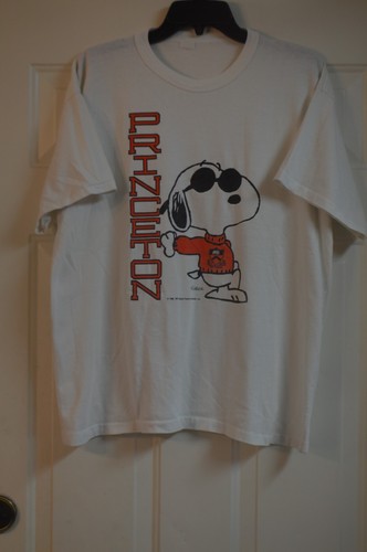 VTG PEANUTS SNOOPY SCHULZ JOE COOL SINGLE STITCH PRINCETON UNIVERSITY SHIRT IVY! - Picture 3 of 13