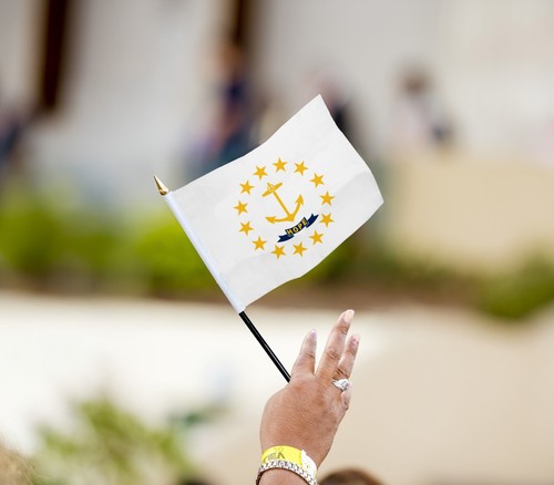 Promo Patriot's Rhode Island Staatsflagge einlagig Rückseite gedruckt 200D Nylon - Bild 10 von 67