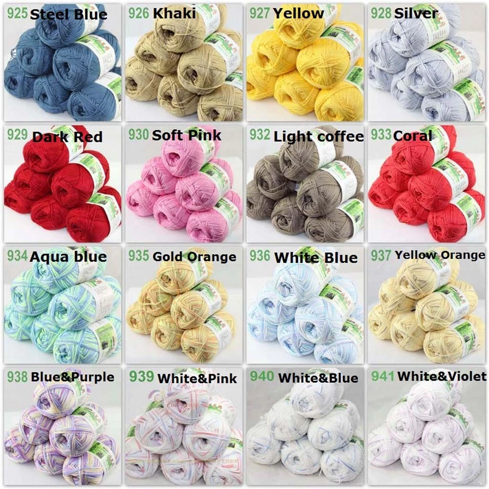 Sale New 6 balls x50gr Soft Baby Natural Smooth Bamboo Cotton Hand Knitting Yarn - Image 4 of 4