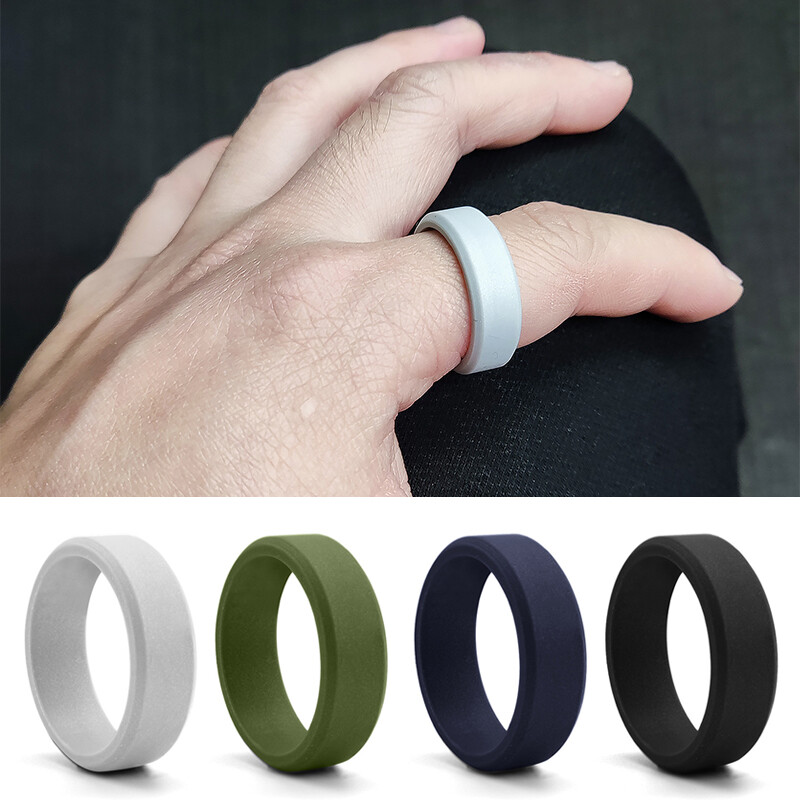 8MM Men Ring Engagement Rings Silicone Ring Rubber Bands Sports Finger Ring-image