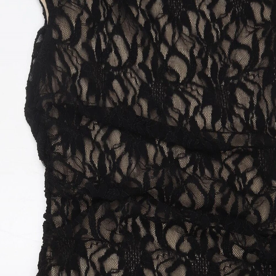 Marina Womens Black Polyester A-Line Size M Cowl Neck - Lace Overlay - Изображение 3 из 4