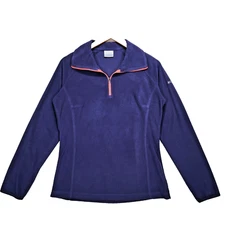 Columbia Womens Medium Quarter Zip Up Fleece Athletic Sweatshirt Purple Shirt
