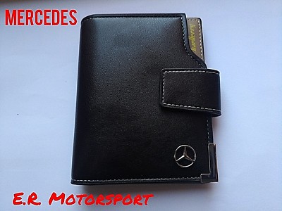 Portafoglio in pelle Nero con logo MERCEDES cm 12x10