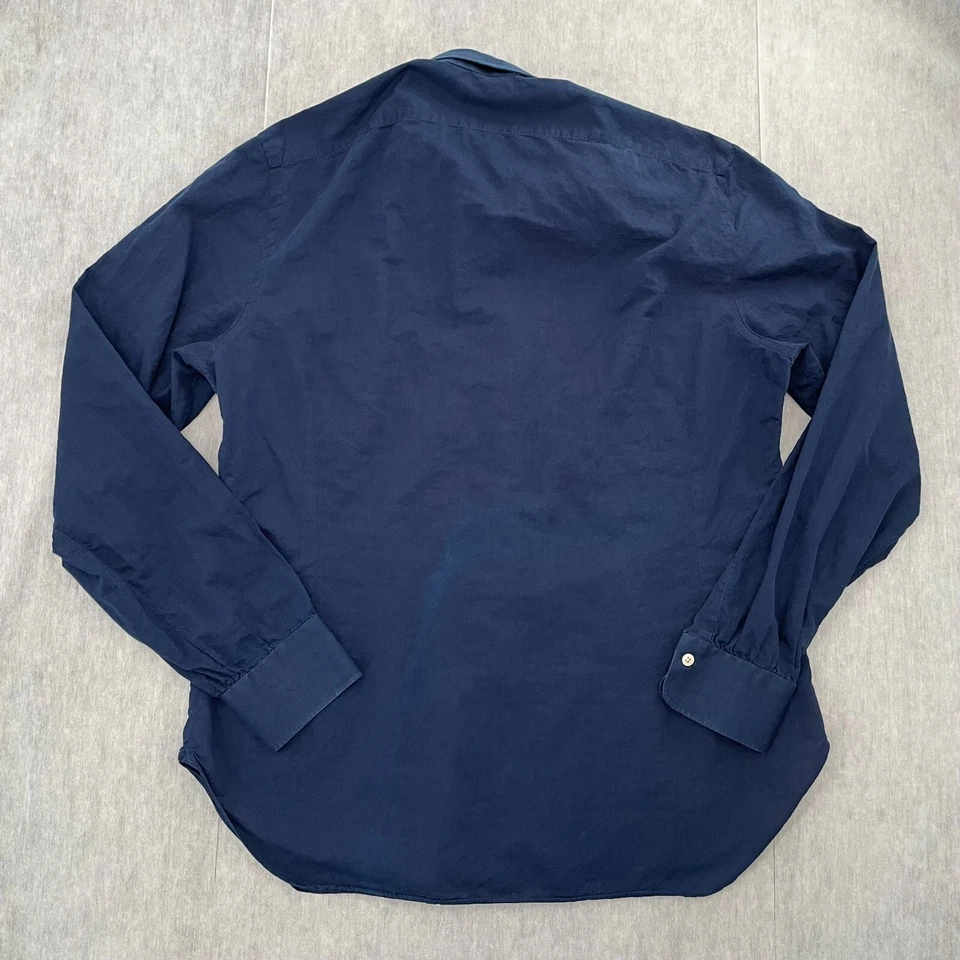 Kiton Shirt Adult 44 Blue Long Sleeve Button Up Cotton Made In Italy Mens XL - Image 2 of 4