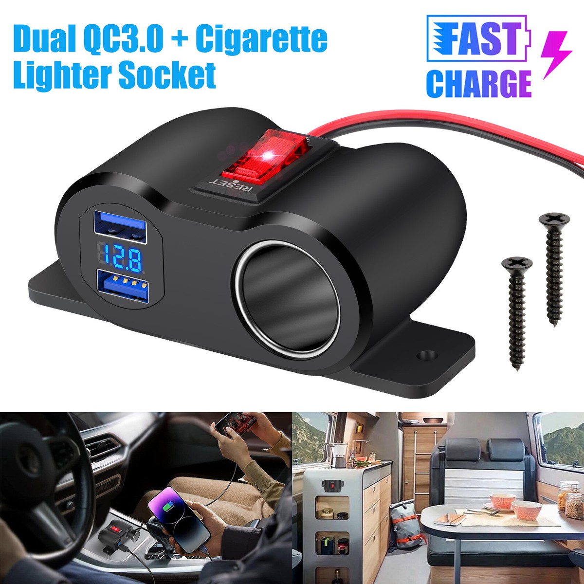 double adapter car cigarette lighter 12V Car Cigarette Lighter Socket Splitter Dual USB Charger Power Adapter  Outlet