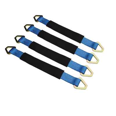 4PK 24'' Blue Axle Tie Down Straps - HD for Race Car, Hauler, Tow Truck & ATV