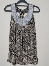 Charming Charlie Tank Top Large Snake Print Sequins Bling Sleeveless Stretch