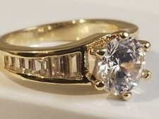 Round Brilliant Cut White Cubic Zirconia CZ Engagement Ring Size 7