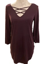 A.n.a. A New Approach Kensington Purple Top, Small Criss Cross Vneck Tag $22 NWT