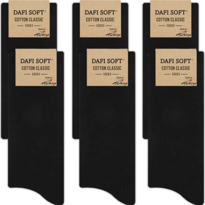 Dafi Soft 6 Pairs Men’s Cotton Socks Plain Classic Crew Size M L XL