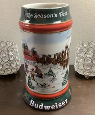 Anheuser-Busch Budweiser Collectors Series 1991 The Season’s Best Beer Stein 7"