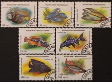 Madagaskar: Michel-nr 1717-1723 "Ryby" z 1994 roku, stemplowane