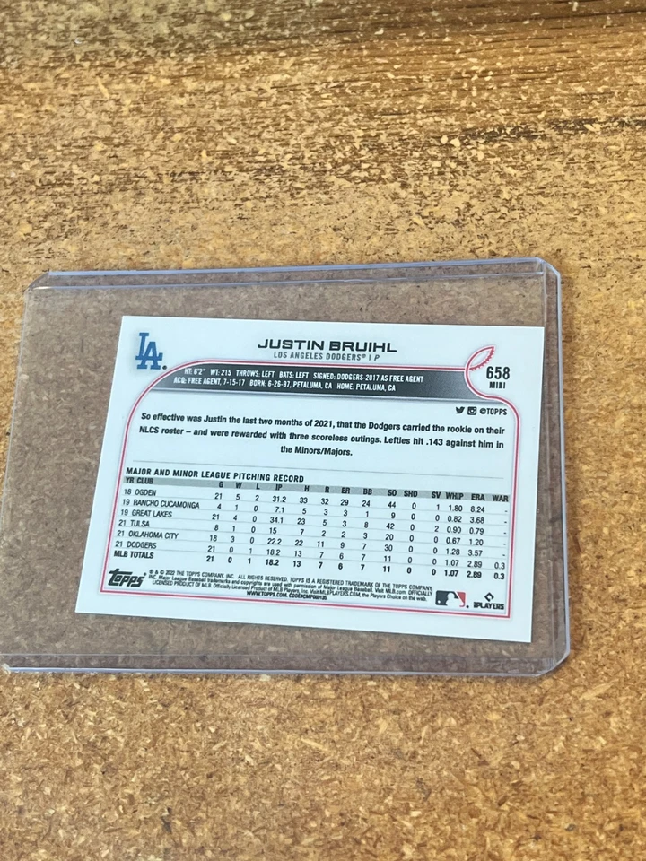 2022 Topps Baseball Mini # 658 Justin Bruihl RC - Image 2 of 2