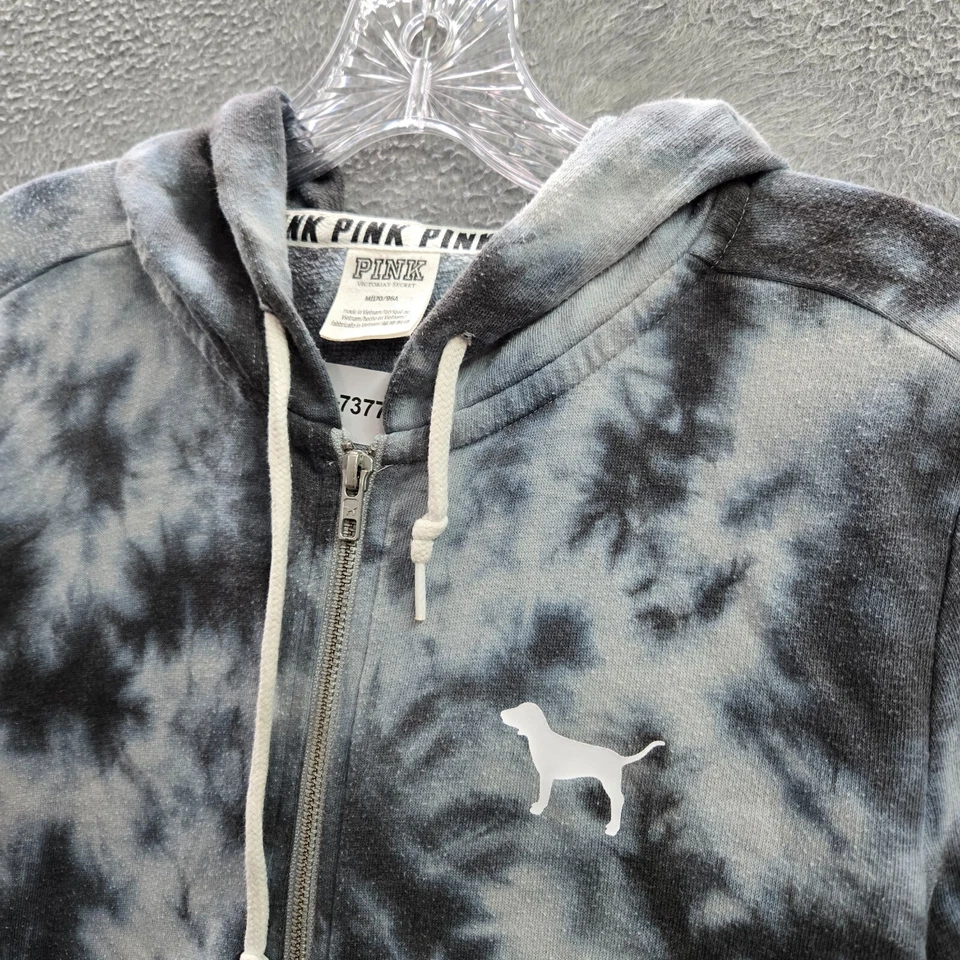 Sudadera Rosa Victorias Secret Mujer M Gris Tie Dye Terry Sudadera con Capucha Logo Cremallera Completa Foto 4 de 4