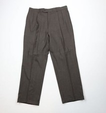 Vintage 70s Streetwear Mens 36x31 Wool Blend Pleated Cuffed Wide Leg Chino Pants