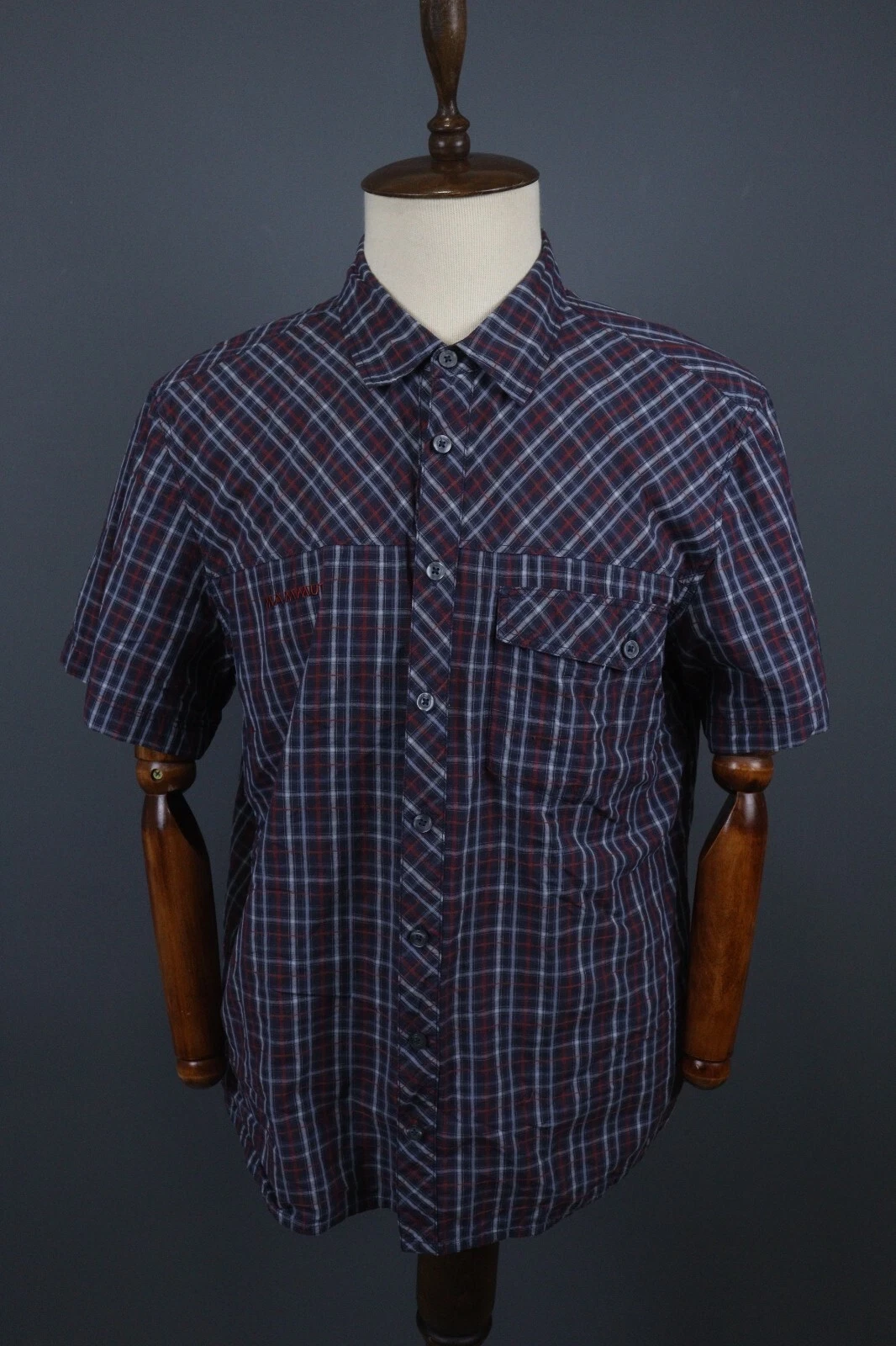 Mammut Outdoor Multicolor Check Hiking Short Sleeve Button Down Shirt Size 2XL