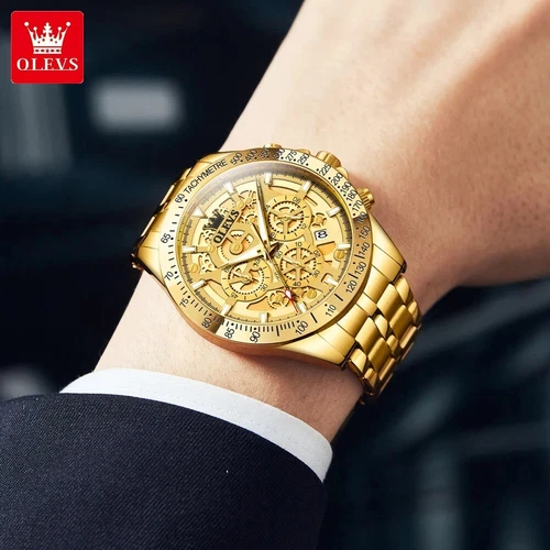 Waterproof Quartz Luminous OLEVS Business Luxury Men Watch Date Strap Gold Watch - Bild 11 von 25