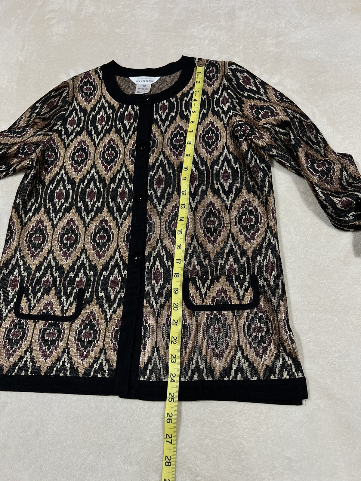 exclusively misook multi brown printed buttons kn… - image 6