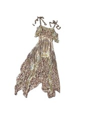 BCBG MaxAzria Women’s Dress Boho Y2K 100% Silk Paisley Hankerchief Xs RARE✨