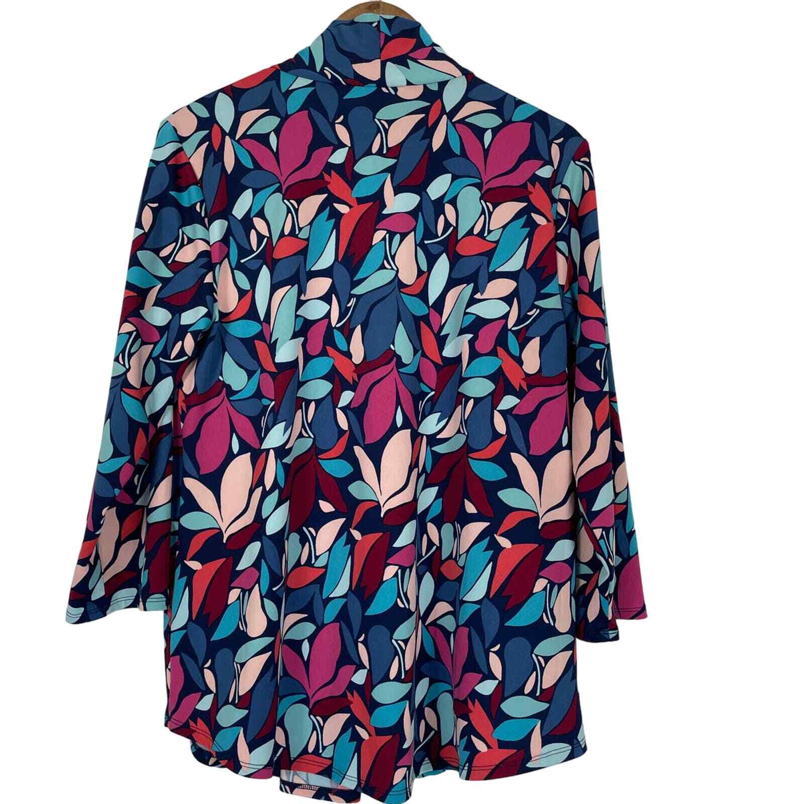 Cable & Gauge Leaf Pattern Multi Color Blouse XL - image 3