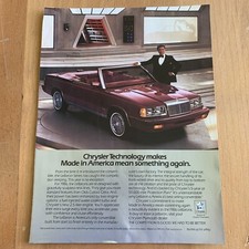 1986 Chrysler Lebaron Convertible Ricardo Montalban Photo Vintage Print Ad