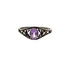 VTG Designer Sterling Silver & Amethyst Size 10 Cut Out Ring! 189