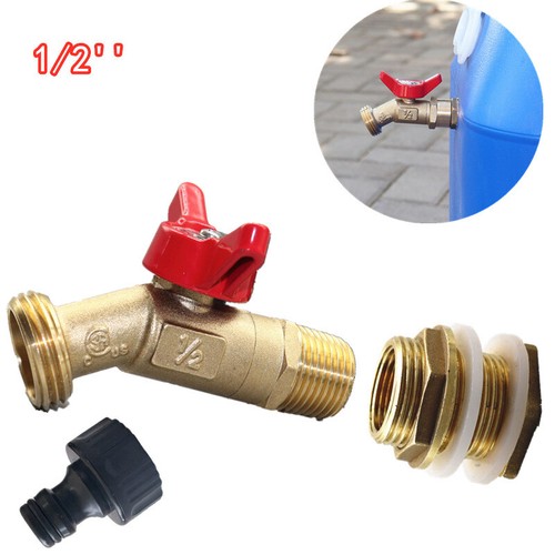 Brass Rain Barrel Spigot Quarter Turn Ball Valve Spigot with Bulkhead Fitting - Picture 4 of 16