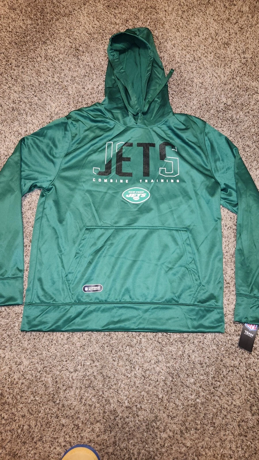 VETEMENTS NEW YORK JETS PULLOVER FELPA CON CAPPUCCIO UOMO LARGE NFL TEAM APPAREL NUOVO CON ETICHETTE!
