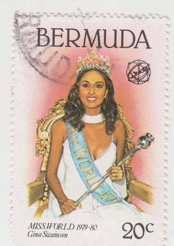Bermuda 1980. Gina Swainson, Miss World 1979-80 after crowning ceremony. Sc# 398