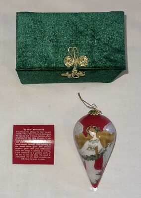 Pier 1 Li Bien Hand Painted Glass Teardrop Christmas Ornament 5'' Angel 2011