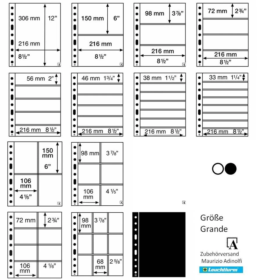 Leuchtturm GRANDE Folienhüllen für A4 5er-Pack glasklar oder schwarz aussuchen