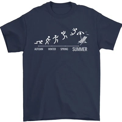 Saisons Pour L'Été Vacances Temps T-Shirt Amusant Pour Hommes 100% Coton - Photo 1/4