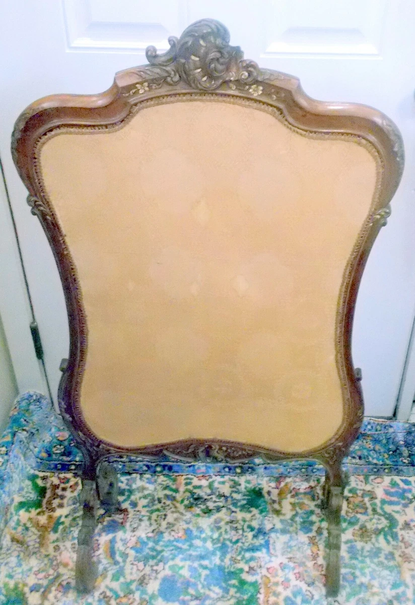 Antique French FIREPLACE SCREEN Carved Wood 19th cROCOCO REGENCY Gilt  Florals | eBay
