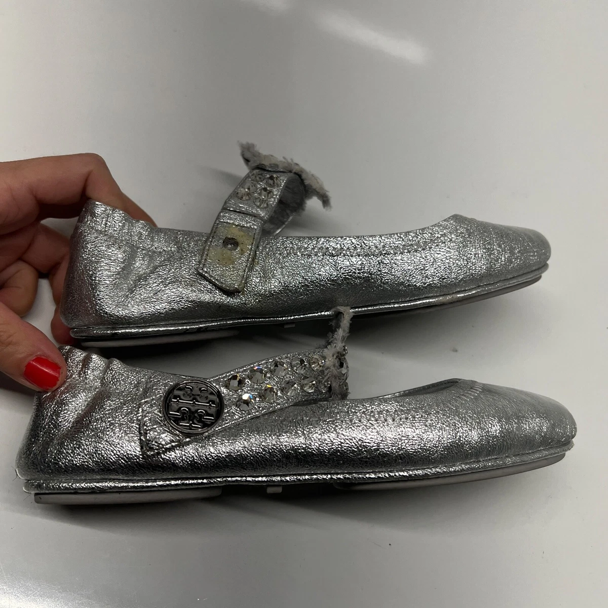 Tory Burch Minnie Reva Ballerina Flats Embellished Convertible