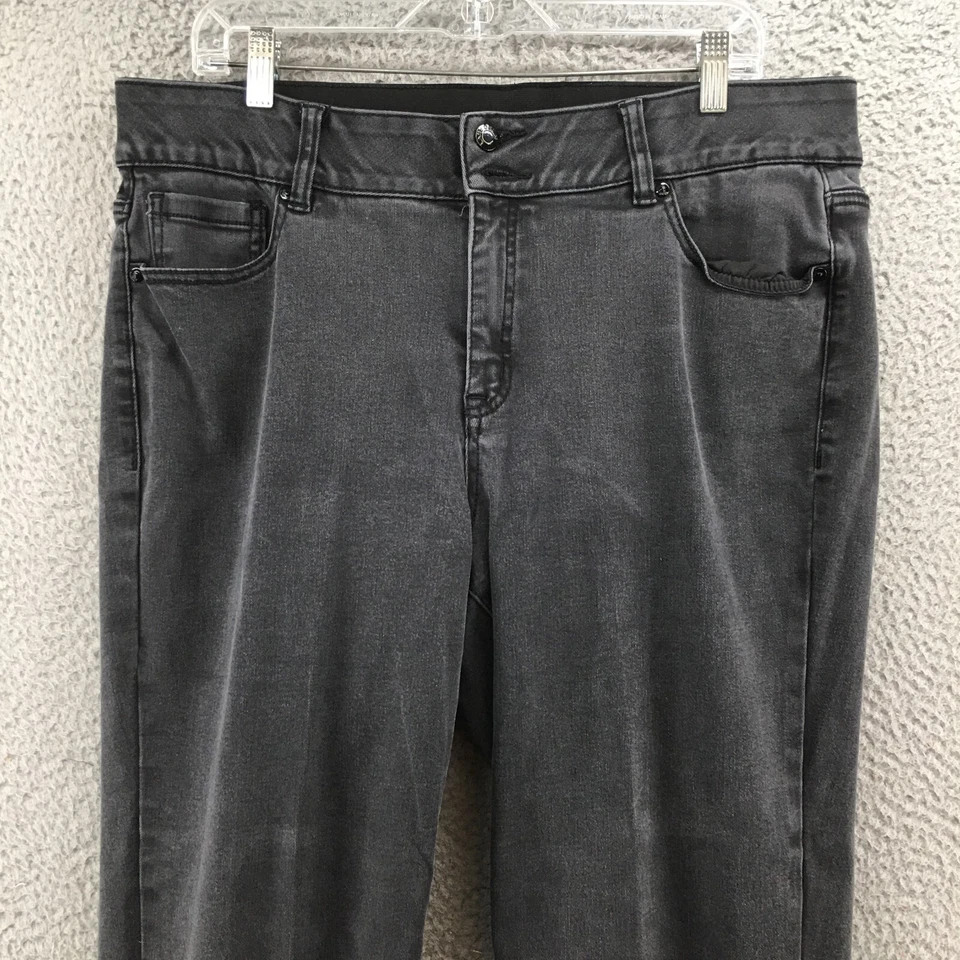 Pantalones de mezclilla Lane Bryant de pierna recta para mujer 18 (37x31 real) negros tiro alto cremallera mosca Foto 2 de 4