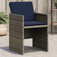 Garden Chair Grey, Navy Blue PE rattan, powder-coated steel Medium