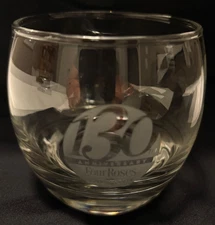 Four Roses 130th Anniversary Bourbon Glass Roly Poly 8 oz Etched Logo NEW
