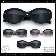 Womens Mod Fashion Thick Arm Inset Lens Large Oval Plastic Sunglasses
