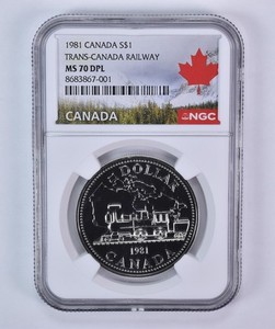 1981 Canada 1 Dollar Silver Trans-Canada Railway MS70 DPL NGC Canada Label *3823
