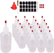 20 Pack 8-Ounce Plastic Squeeze Bottles with 20Pcs Red Tip Caps