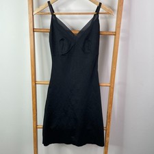 Spanx Slip Dress Womens Large Black Mesh Trim Sleeveless V-Neck Lightweight