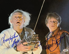 Michael J Fox Christopher Lloyd Signed 11x14 Photo Back to the Future PSA LOA