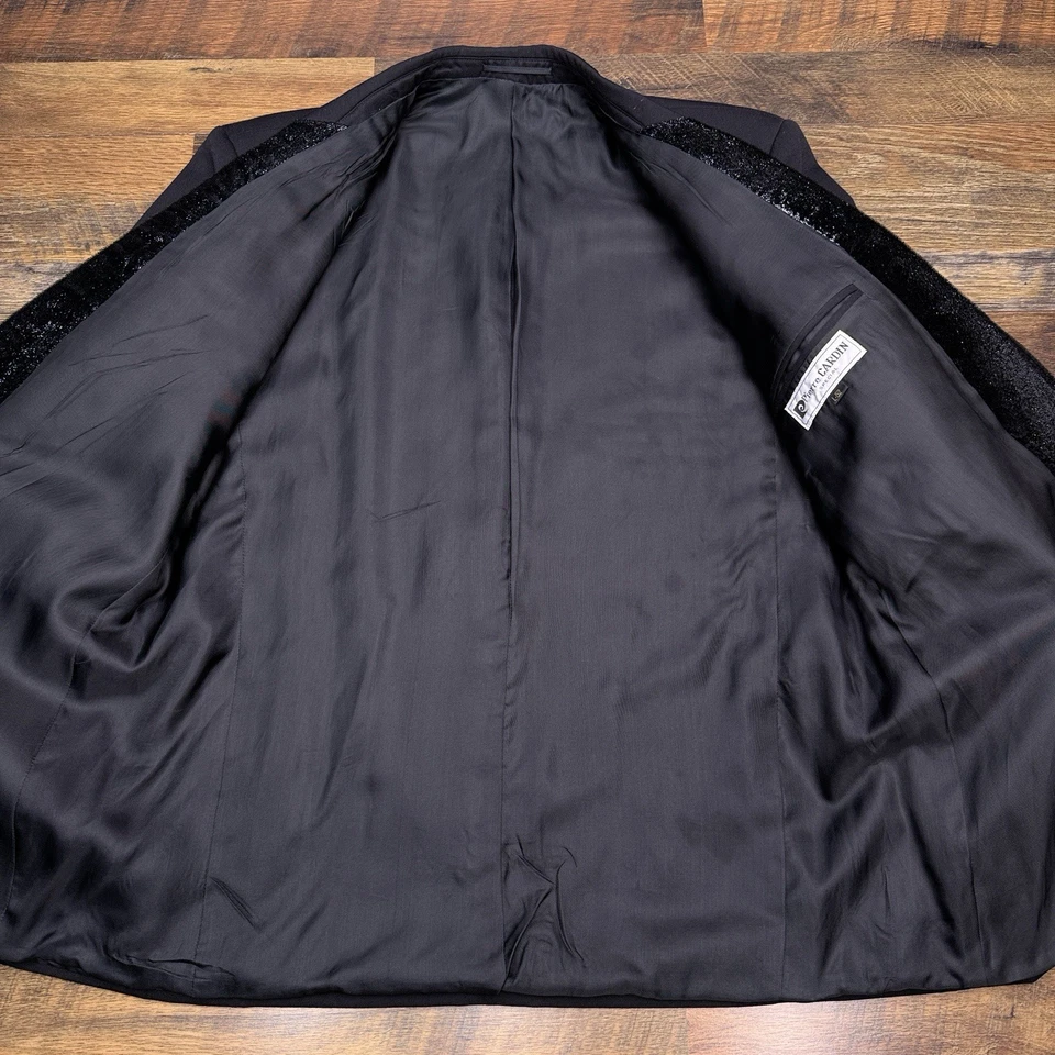 Traje Chaqueta Vintage Pierre Cardin Doble Pecho Esmoquin 42 Largo Lana Negra Foto 3 de 4