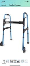 Folding Walkers for Seniors,Lightweight Standard Walker with 5’’ Wheels 300lb