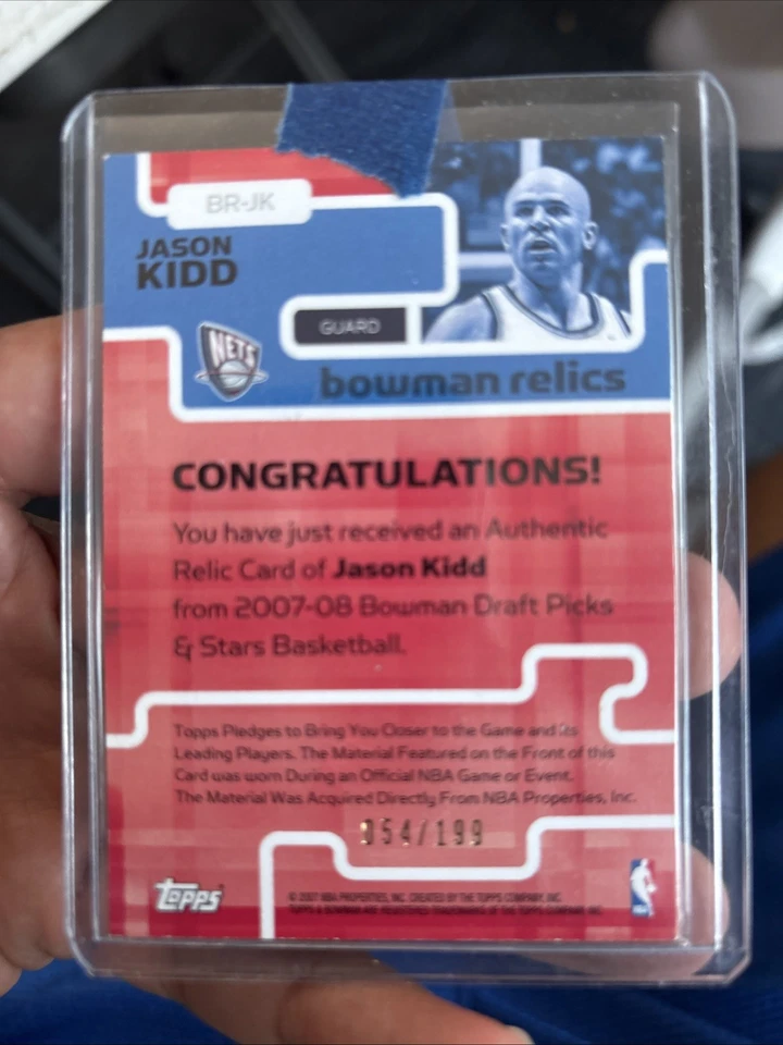 2007-08 Bowman Draft Picks & Stars Relics Dual/199 Jason Kidd #BR-JK HOF Foto 2 de 2